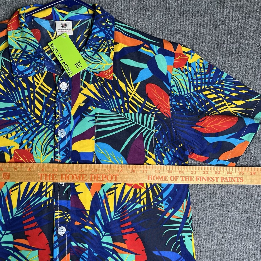 Tailor Pal Love Colorful Hawaiian Shirt Mens Large Button Up Short Sleeve - Picture 5 of 6